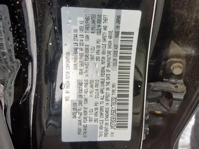 JM3TB38V590178032 - 2009 MAZDA CX-9 BLACK photo 10