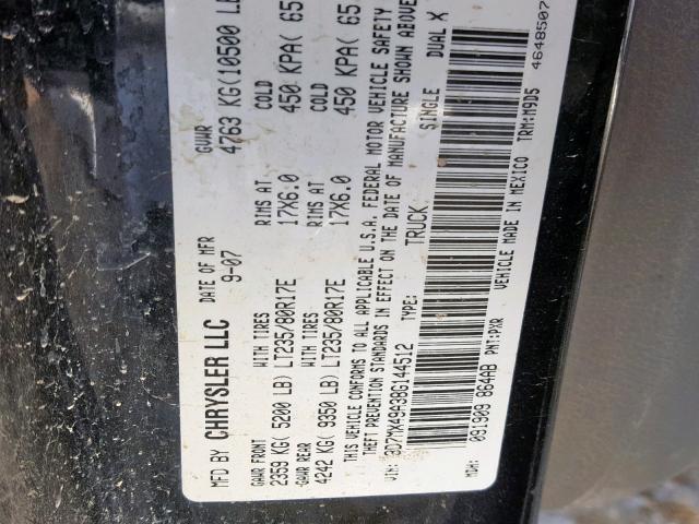 3D7MX49A38G144512 - 2008 DODGE RAM 3500 BLACK photo 10