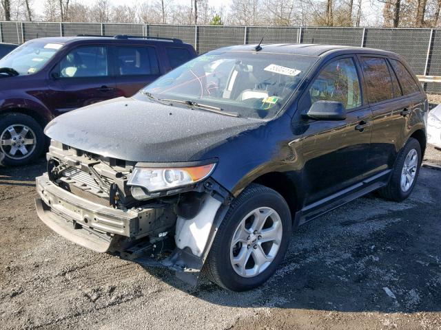 2FMDK3J99EBA94066 - 2014 FORD EDGE SEL BLACK photo 2