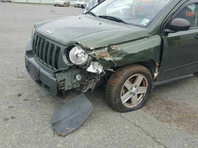 1J8FT47038D691911 - 2008 JEEP COMPASS SP მწვანე ფოტო 9