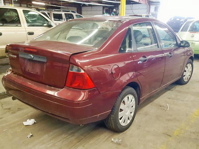 1FAFP34N67W306128 - 2007 FORD FOCUS ZX4 RED photo 4