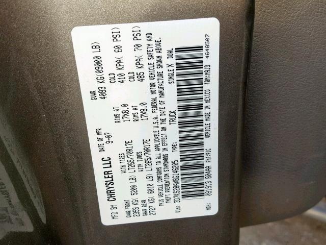 3D7KS28AX8G146205 - 2008 DODGE RAM 2500 S Բեժ լուսանկար 10