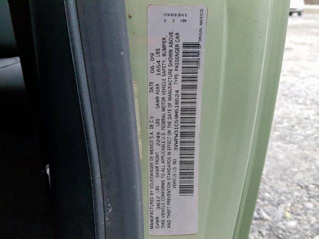 3VWPW31C59M518524 - 2009 VOLKSWAGEN NEW BEETLE 绿色 照片 10