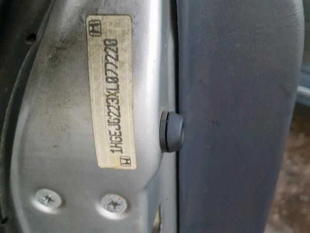 1HGEJ6223XL077220 - 1999 HONDA CIVIC DX SILVER photo 10