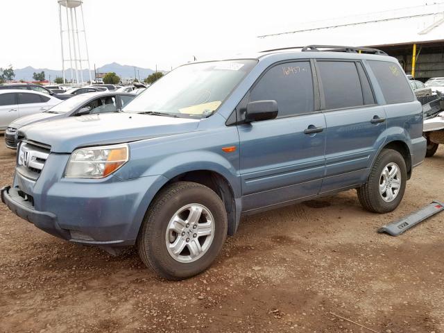 5FNYF281X7B003414 - 2007 HONDA PILOT LX BLUE photo 2