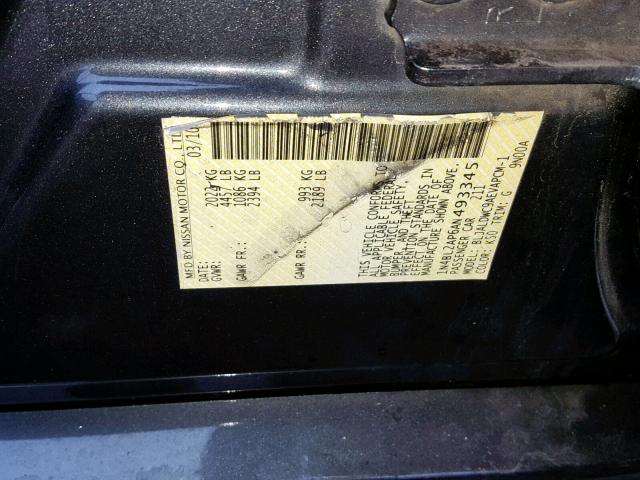 1N4BL2AP6AN493345 - 2010 NISSAN ALTIMA SR GRAY photo 10