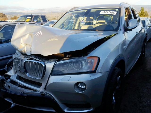 5UXWX7C57BL731370 - 2011 BMW X3 XDRIVE3 SILVER photo 2