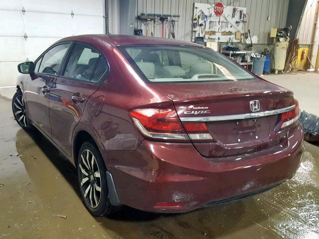 2HGFB2F90FH555476 - 2015 HONDA CIVIC EXL RED photo 3