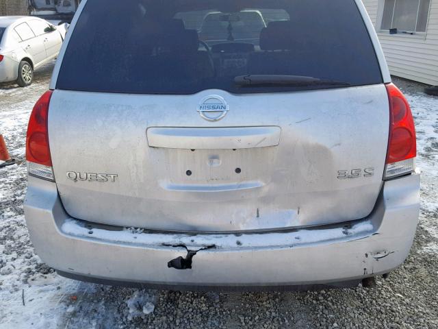 5N1BV28U94N362877 - 2004 NISSAN QUEST S SILVER photo 9