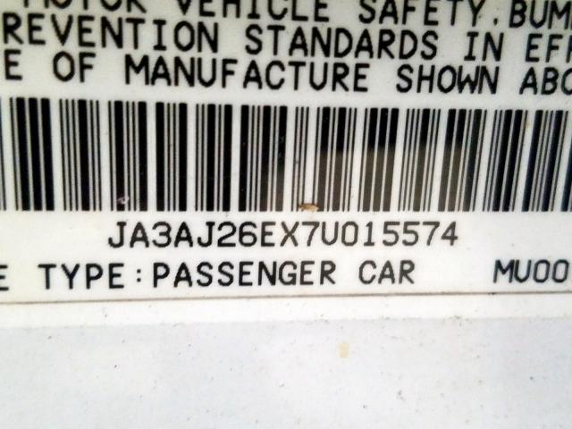 JA3AJ26EX7U015574 - 2007 MITSUBISHI LANCER ES WHITE photo 10