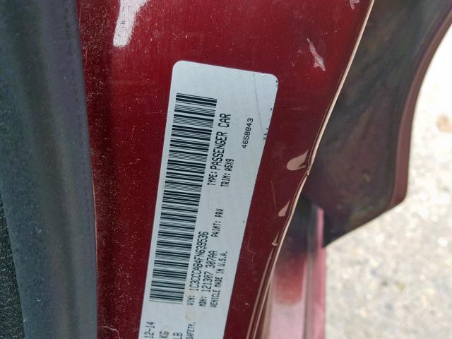 1C3CCCAB4FN639536 - 2015 CHRYSLER 200 LIMITE RED photo 10