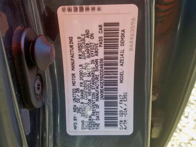 1NXBE40E59Z004656 - 2009 TOYOTA COROLLA XR 石墨色 照片 10