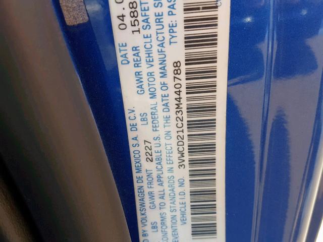 3VWCD21C23M440788 - 2003 VOLKSWAGEN NEW BEETLE Mavi foto 10