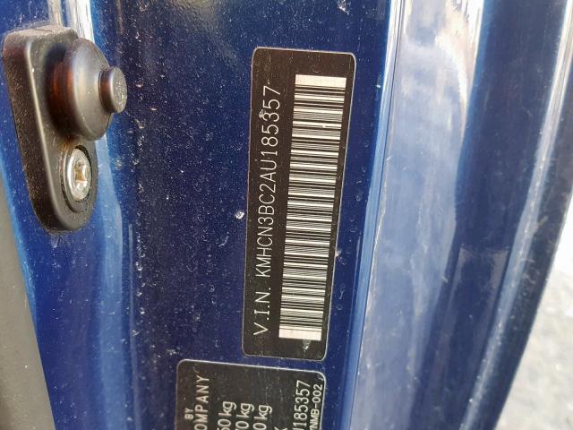 KMHCN3BC2AU185357 - 2010 HYUNDAI ACCENT SE BLUE photo 10