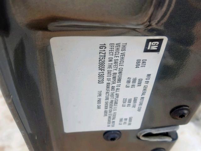 1G1ZT52865F130733 - 2005 CHEVROLET MALIBU LS ნაცრისფერი ფოტო 10