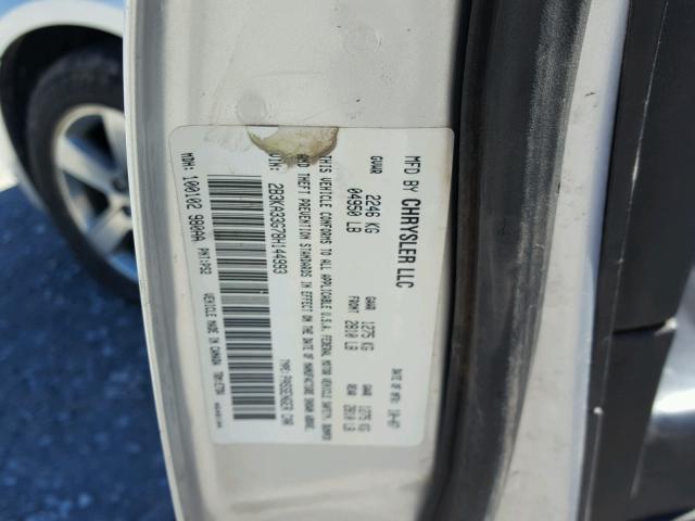 2B3KA33G78H144993 - 2008 DODGE CHARGER SX SILVER photo 10