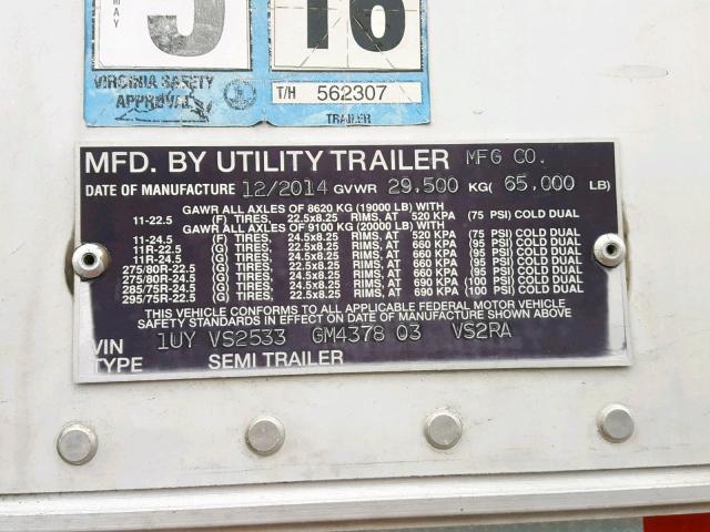 1UYVS2533GM437803 - 2016 ARO TRAILER WHITE photo 10