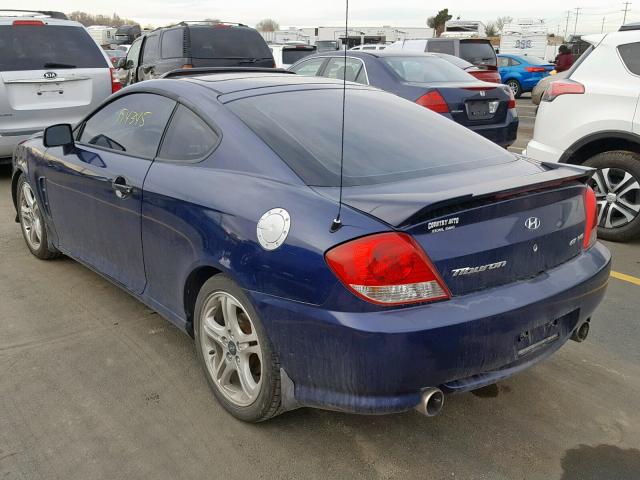 KMHHN65F06U225407 - 2006 HYUNDAI TIBURON GT BLUE photo 3