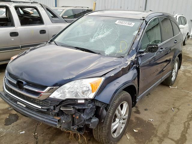 JHLRE4H76AC002680 - 2010 HONDA CR-V EXL BLUE photo 2