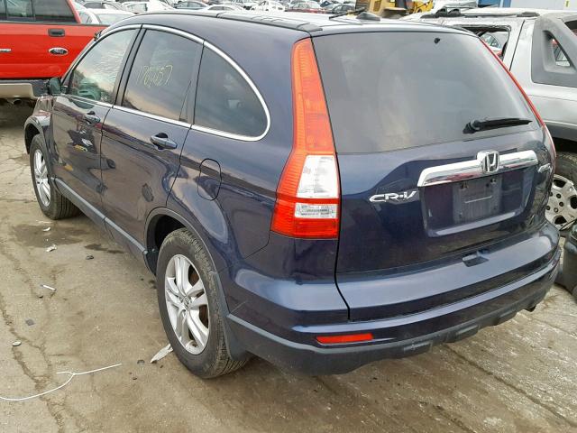 JHLRE4H76AC002680 - 2010 HONDA CR-V EXL BLUE photo 3