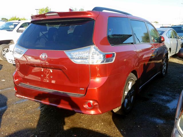 5TDXZ3DC7JS909586 - 2018 TOYOTA SIENNA SE BURGUNDY photo 4