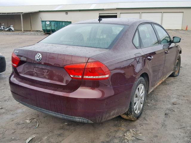 1VWAP7A30DC099759 - 2013 VOLKSWAGEN PASSAT S BURGUNDY photo 4