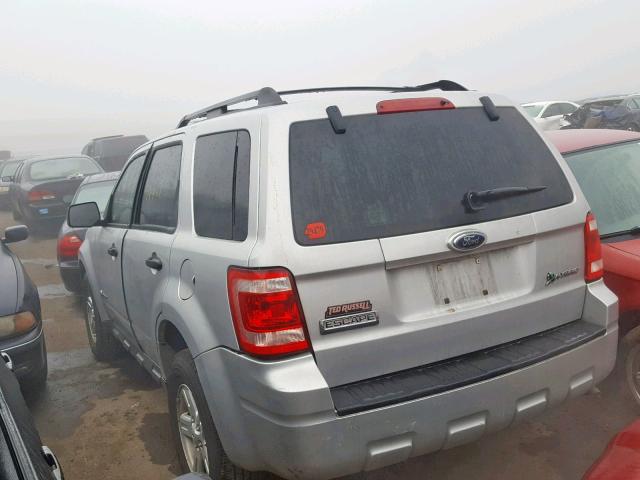 1FMCU49329KA48909 - 2009 FORD ESCAPE HYB SILVER photo 3