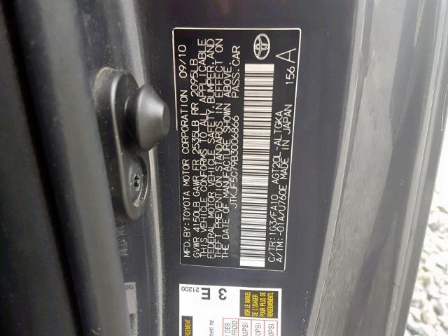 JTKJF5C79B3006866 - 2011 TOYOTA SCION TC 灰色 照片 10