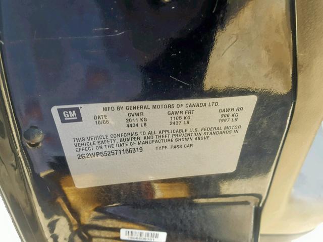 2G2WP552571166319 - 2007 PONTIAC GRAND PRIX შავი ფოტო 10