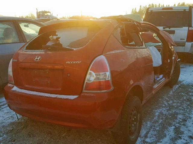 KMHCN35C98U084760 - 2008 HYUNDAI ACCENT BAS RED photo 4