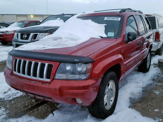 1J4GW48S94C268800 - 2004 JEEP GRAND CHER RED photo 2