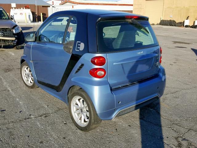 WMEEJ9AA6EK778198 - 2014 SMART FORTWO ELE BLUE photo 3