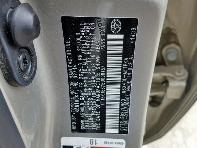 4T1BK1EB7EU098457 - 2014 TOYOTA AVALON BAS GOLD photo 10