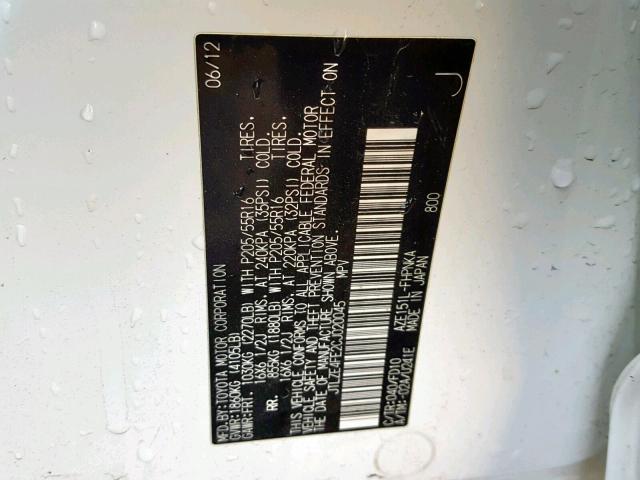 JTLZE4FE2CJ020045 - 2012 TOYOTA SCION XB Ақ фото 10