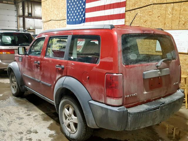 1D8GU28K17W664904 - 2007 DODGE NITRO SXT MAROON photo 3