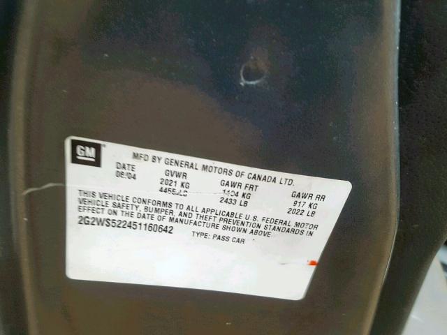 2G2WS522451160642 - 2005 PONTIAC GRAND PRIX ვერცხლისფერი ფოტო 10