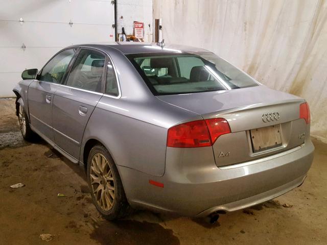 WAUDF78E58A137706 - 2008 AUDI A4 2.0T QU GRAY photo 3