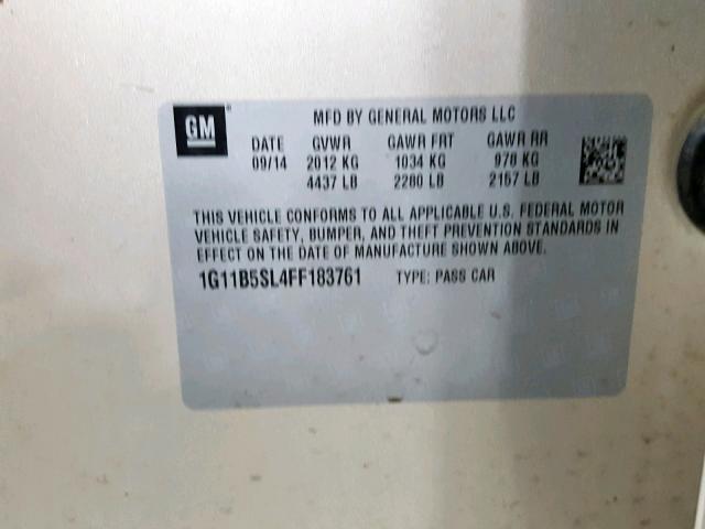 1G11B5SL4FF183761 - 2015 CHEVROLET MALIBU LS TAN photo 10