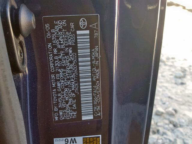 JTKDE177260075022 - 2006 TOYOTA SCION TC 蓝色 照片 10