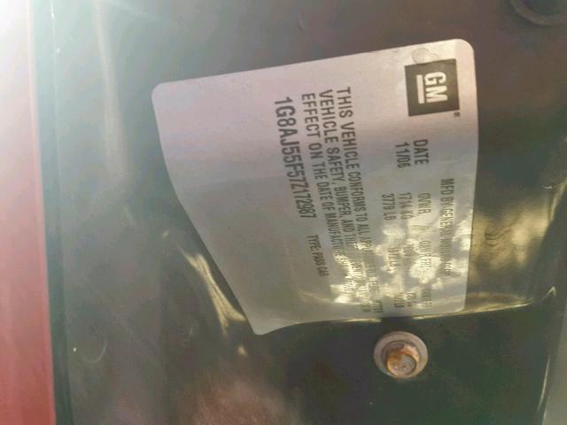 1G8AJ55F57Z172987 - 2007 SATURN ION LEVEL RED photo 10