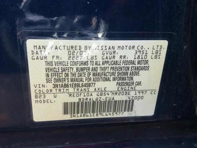 3N1AB61E89L645977 - 2009 NISSAN SENTRA 2.0 BLUE photo 10