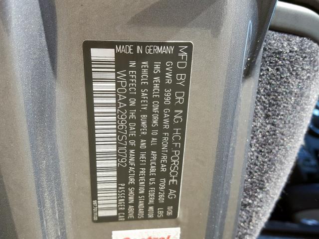 WP0AA29967S710792 - 2007 PORSCHE 911 NEW GE GRAY photo 10