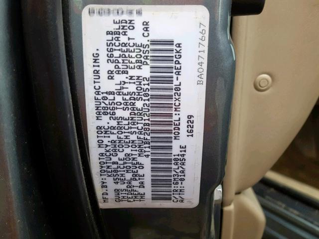 4T1BF28B12U210512 - 2002 TOYOTA AVALON XL BLUE photo 10