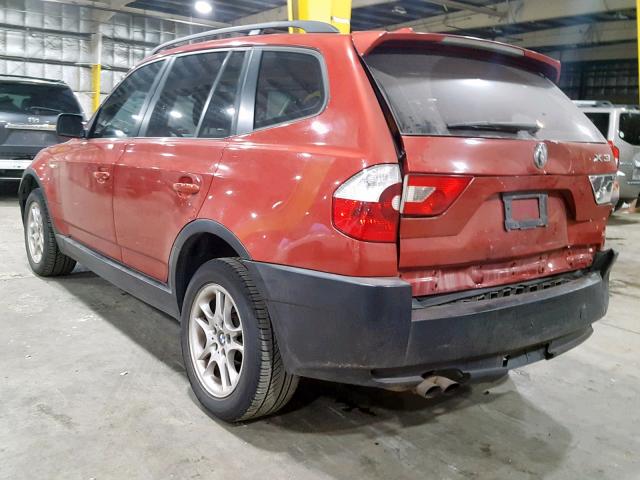 WBXPA73404WC38782 - 2004 BMW X3 2.5I RED photo 3