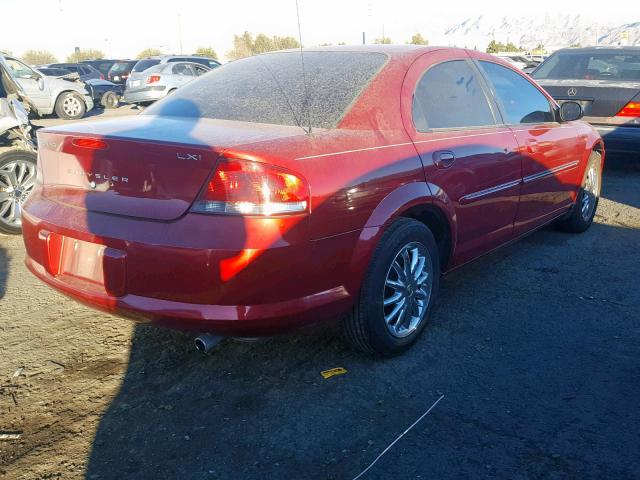 1C3AL56R02N324705 - 2002 CHRYSLER SEBRING LX RED photo 4