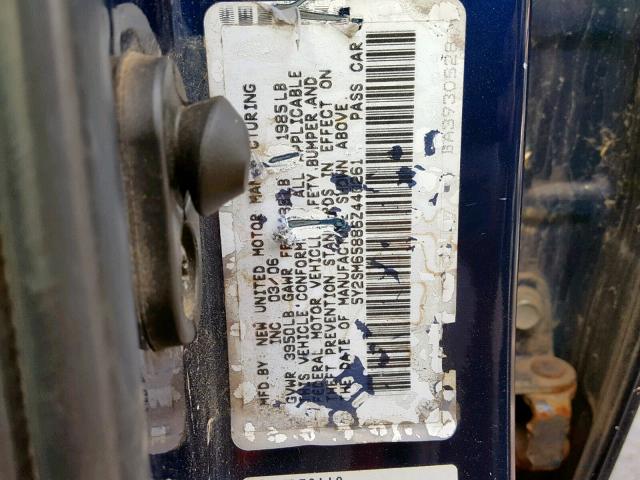 5Y2SM65886Z440261 - 2006 PONTIAC VIBE BLUE photo 10