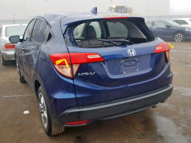 3CZRU5H54HG708939 - 2017 HONDA HR-V EX BLUE photo 3