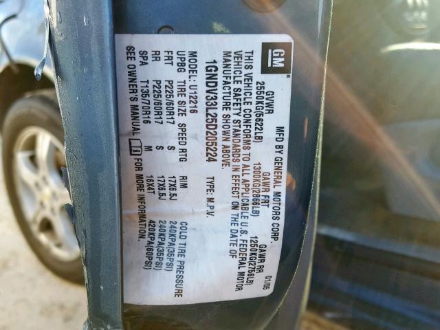 1GNDV33L25D205224 - 2005 CHEVROLET UPLANDER L Mavi foto 10