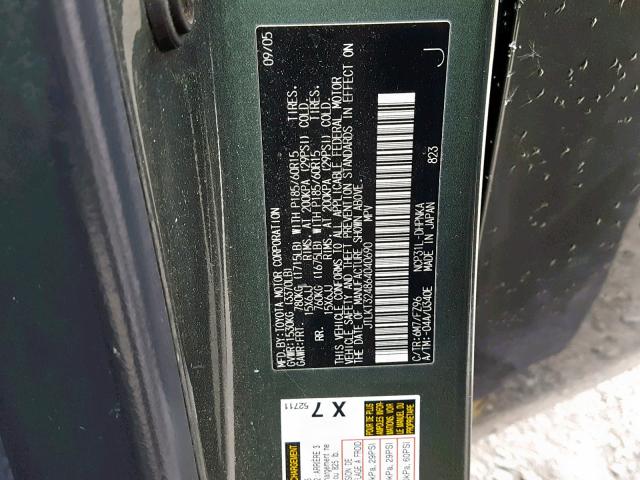 JTLKT324864040690 - 2006 TOYOTA SCION XB Жасыл фото 10