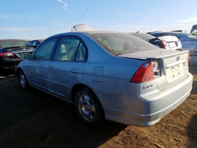 JHMES96684S020294 - 2004 HONDA CIVIC HYBR BLUE photo 3